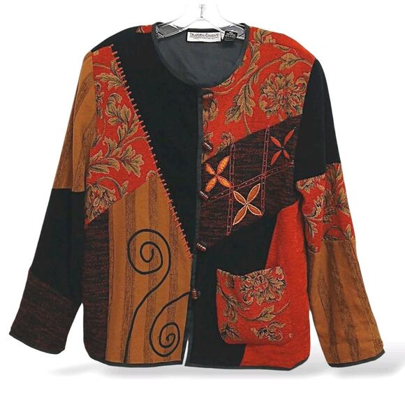 Drapers & Damons Artsy Patchwork Jacket Blazer Women Sz XL Holiday Christmas - Picture 1 of 17